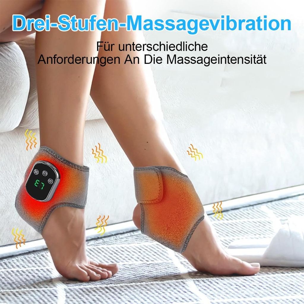 Ein Paar Heiz-Fußgelenkbandagen mit Digitalanzeige und Wellenmuster.