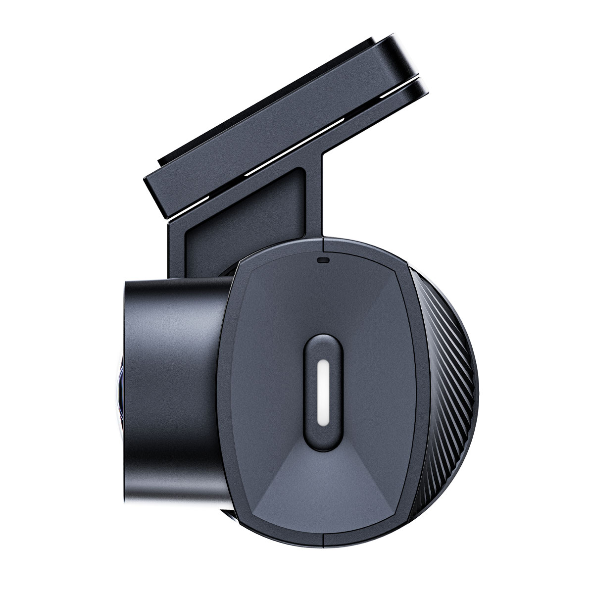 Un supporto per dashcam scuro e moderno con una striscia luminosa verticale.