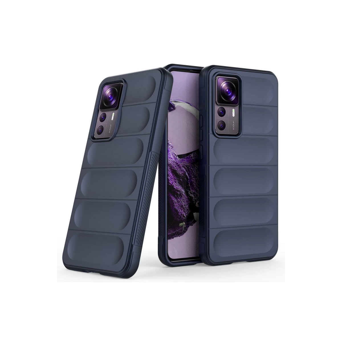 Yatay çıkıntılı iki lacivert telefon kılıfı.