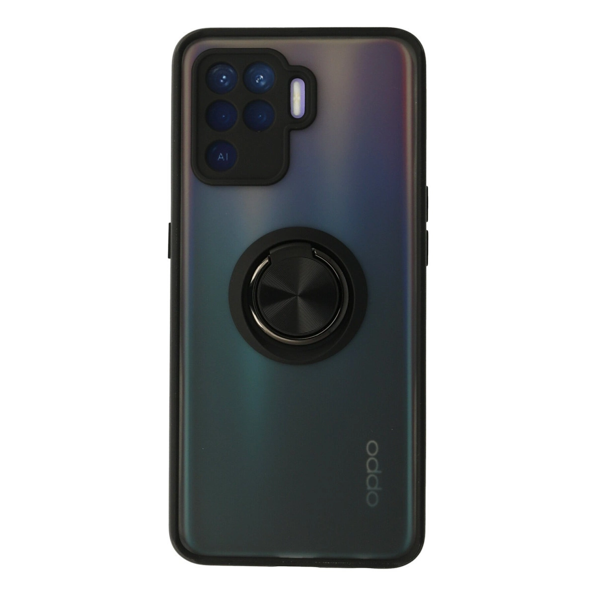NEWFACE Oppo Reno 5 Lite Uyumlu Montreal Yüzüklü Silikon Kapak Telefon Kılıfı Siyah