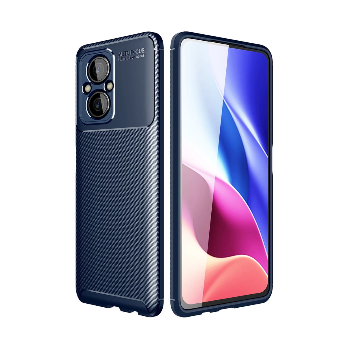 NEWFACE Xiaomi Poco M5 Uyumlu Auto Focus Karbon Kapak Telefon Kılıfı Lacivert
