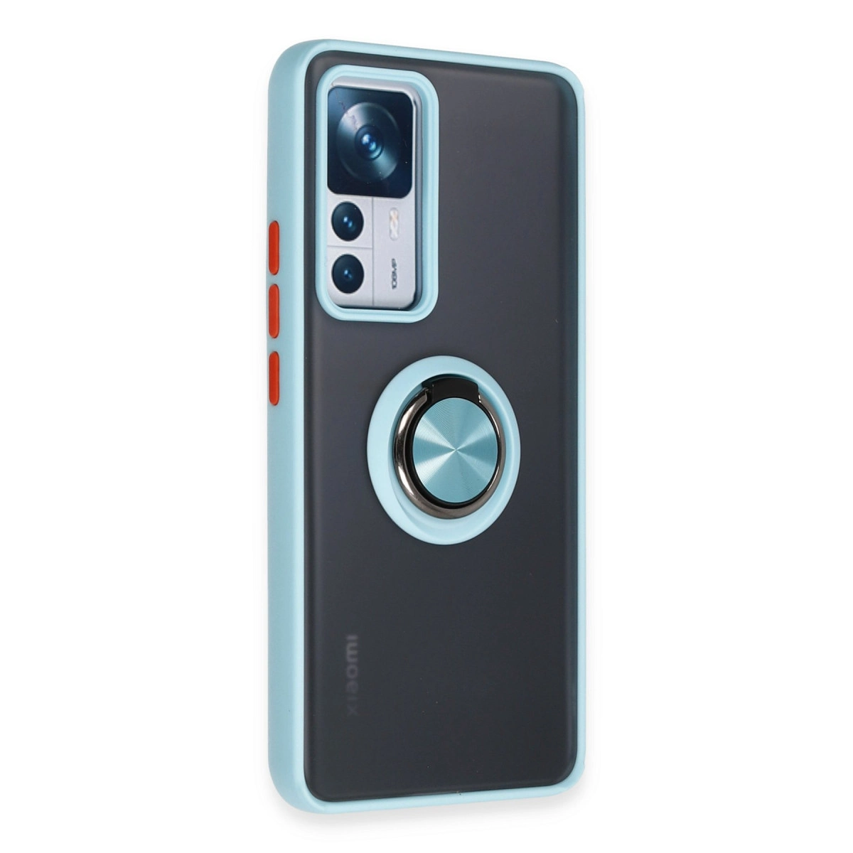 Halka tutuculu ve kamera kesimli mavi telefon kılıfı.