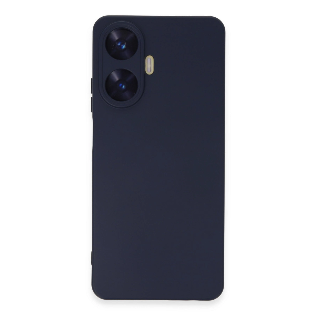 İki kamera lensi ve flaşlı koyu mavi telefon kılıfı.