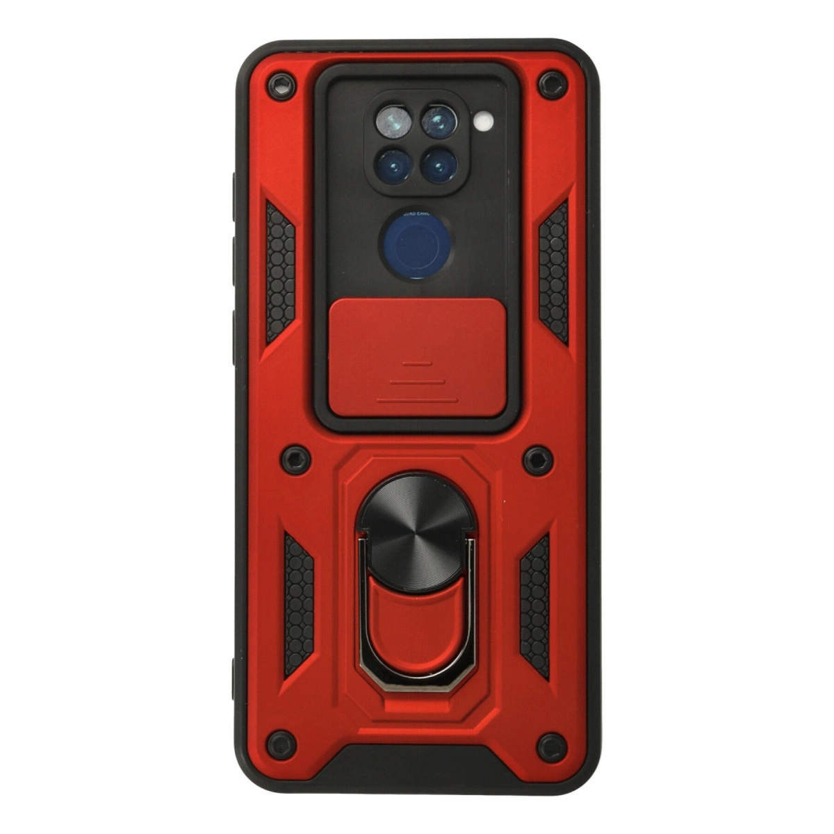 NEWFACE Xiaomi Redmi Note 9 Uyumlu Pars Lens Yüzüklü Silikon Telefon Kılıfı Kırmızı