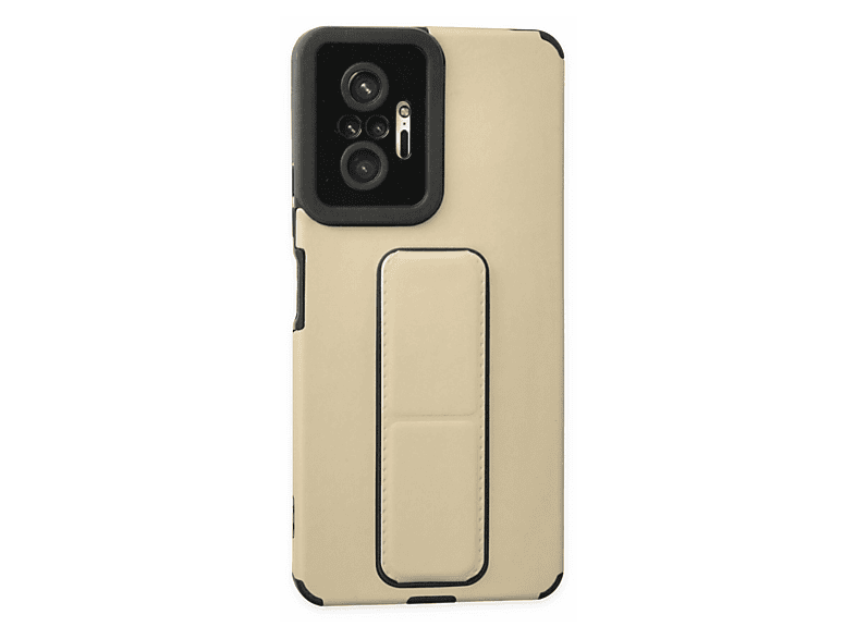 NEWFACE Xiaomi Redmi Note 10 Pro Uyumlu Mega Standlı Silikon Telefon Kılıfı Altın