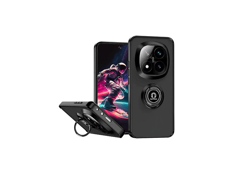 NEWFACE Xiaomi Redmi Note 14 Pro Plus Uyumlu Montreal Yüzüklü Silikon Kapak Telefon Kılıfı Siyah
