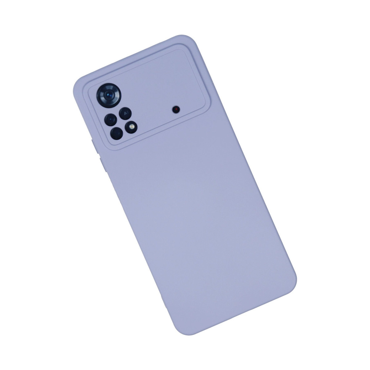 Arkada dikdörtgen kamera kesimli açık mor telefon kılıfı.
