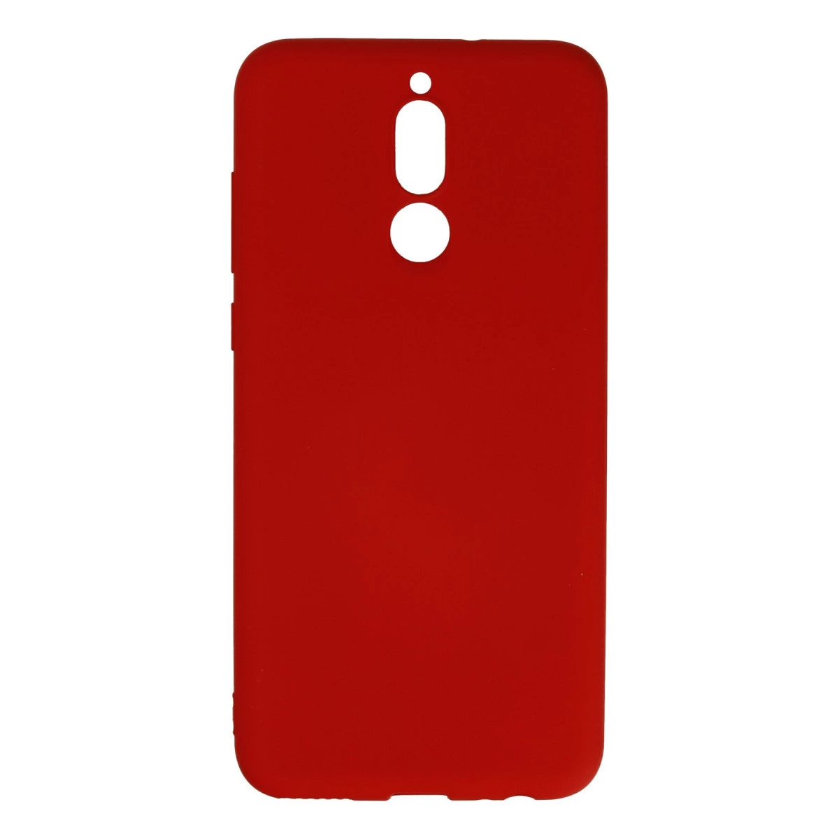 Çift lens ve flaş için kamera kesimli kırmızı mat telefon kılıfı.