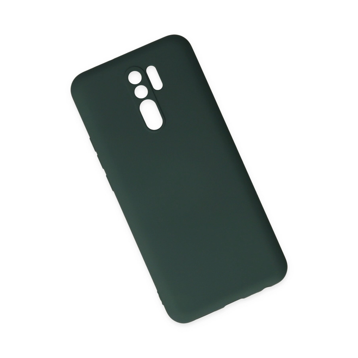Kamera ve flaş için kesikli koyu yeşil telefon kılıfı.
