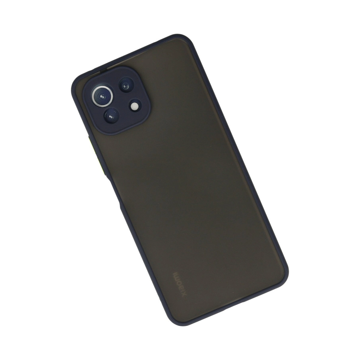 Koyu renkli akıllı telefon, koyu renkli kamera modülü ve çerçevesiyle, beyaz zeminde.