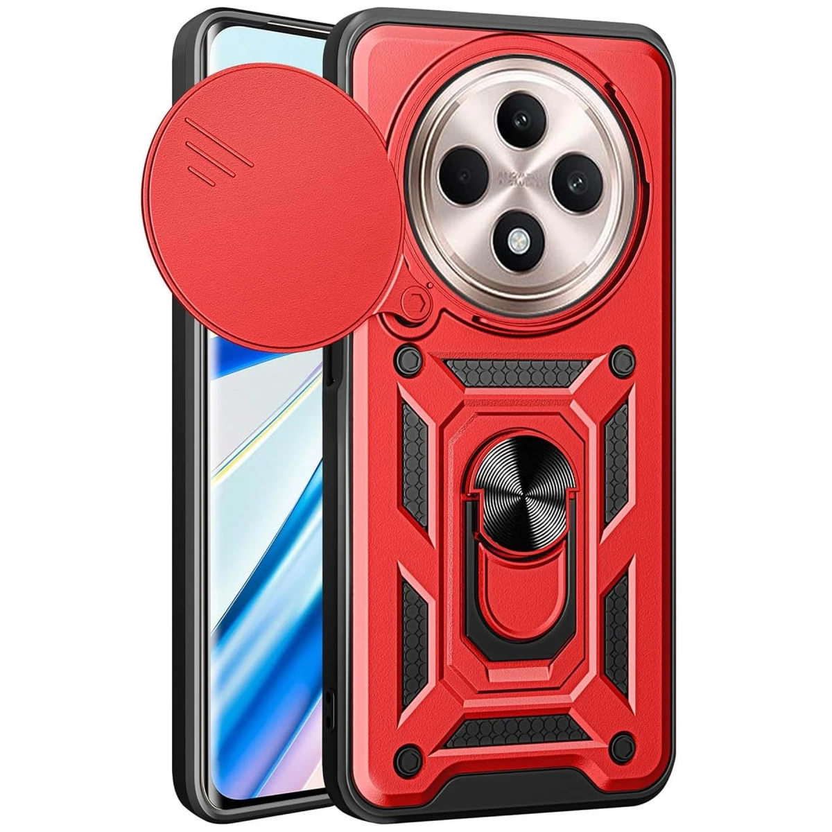 NEWFACE Xiaomi Redmi 14c Uyumlu Pars Lens Yüzüklü Silikon Telefon Kılıfı Kırmızı