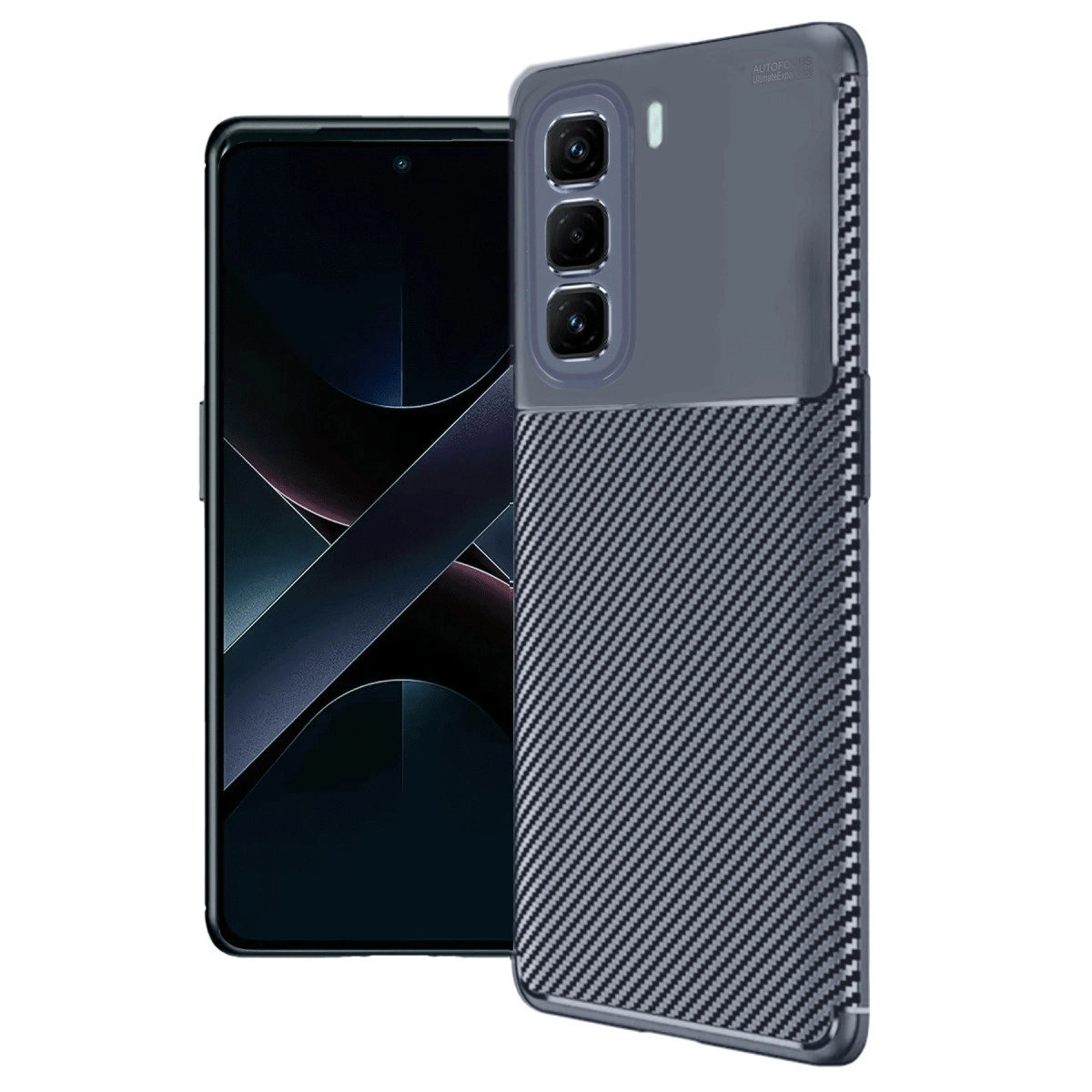 NEWFACE İnfinix Hot 50 4G Uyumlu Auto Focus Karbon Kapak Telefon Kılıfı Lacivert