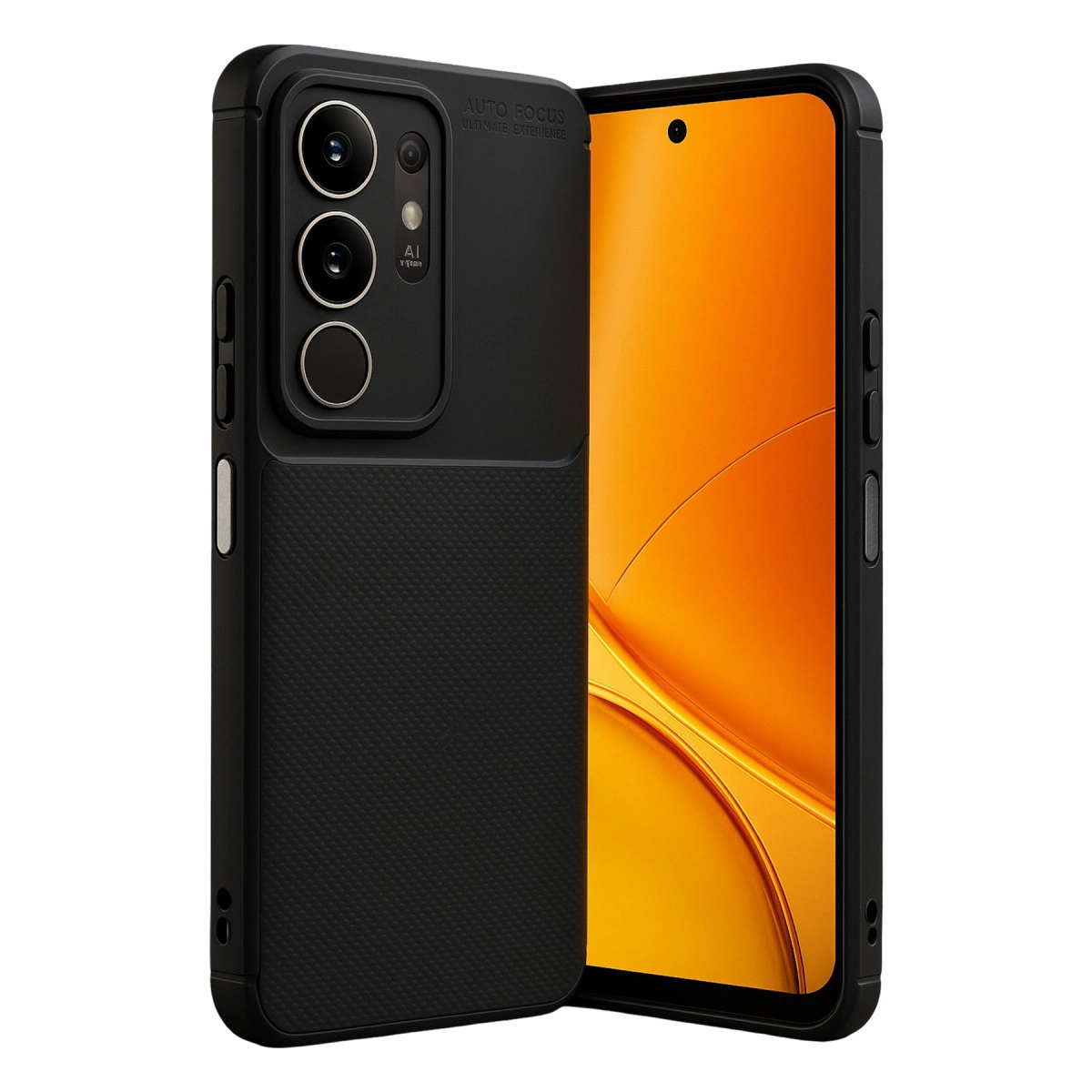 NEWFACE Vivo Y29 4G Uyumlu Auto Focus Karbon Kapak Telefon Kılıfı Siyah