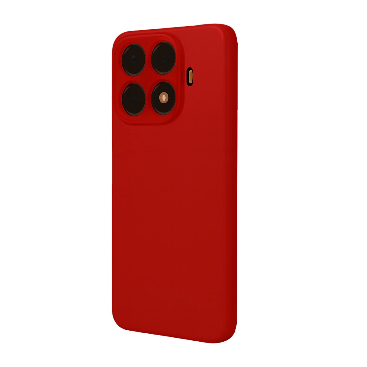 Dört kameralı ve flaşlı kırmızı telefon kılıfı.