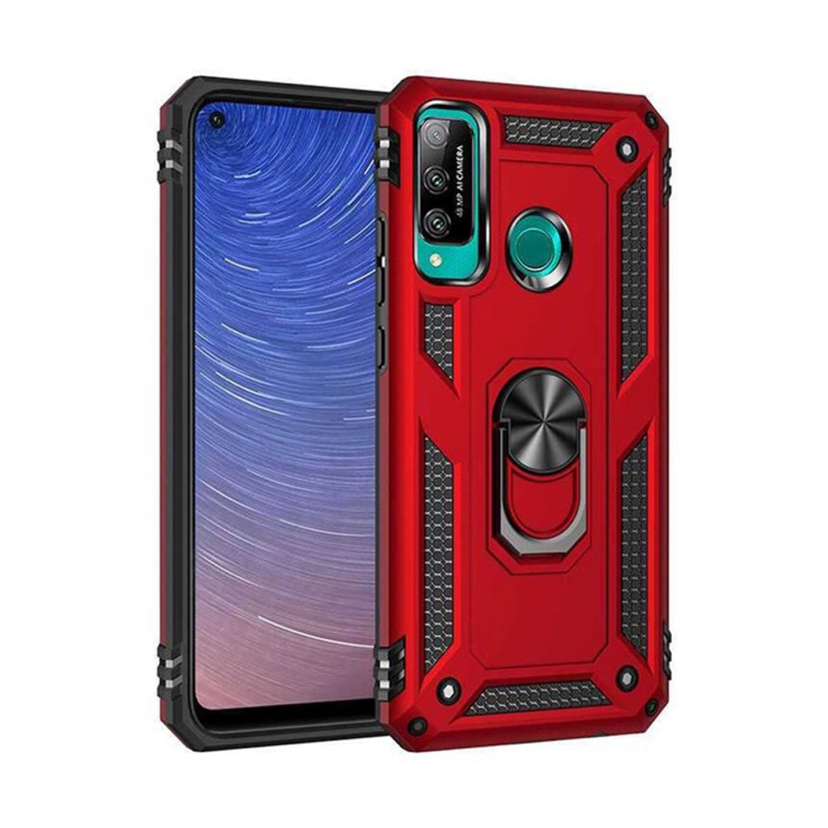 Kamera kesimli, halka tutuculu kırmızı telefon kılıfı.
