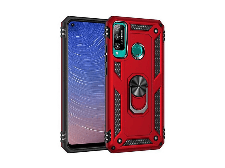 NEWFACE Huawei P40 Lite E Uyumlu Sofya Yüzüklü Silikon Kapak Telefon Kılıfı Kırmızı