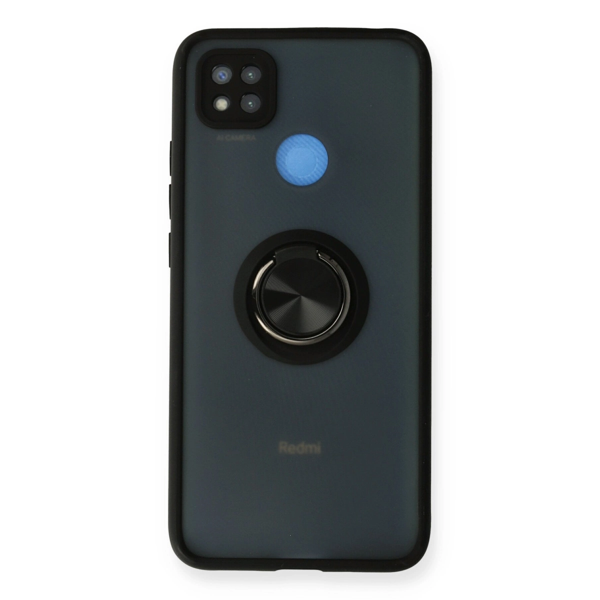 NEWFACE Xiaomi Redmi 9c Uyumlu Montreal Yüzüklü Silikon Kapak Telefon Kılıfı Siyah