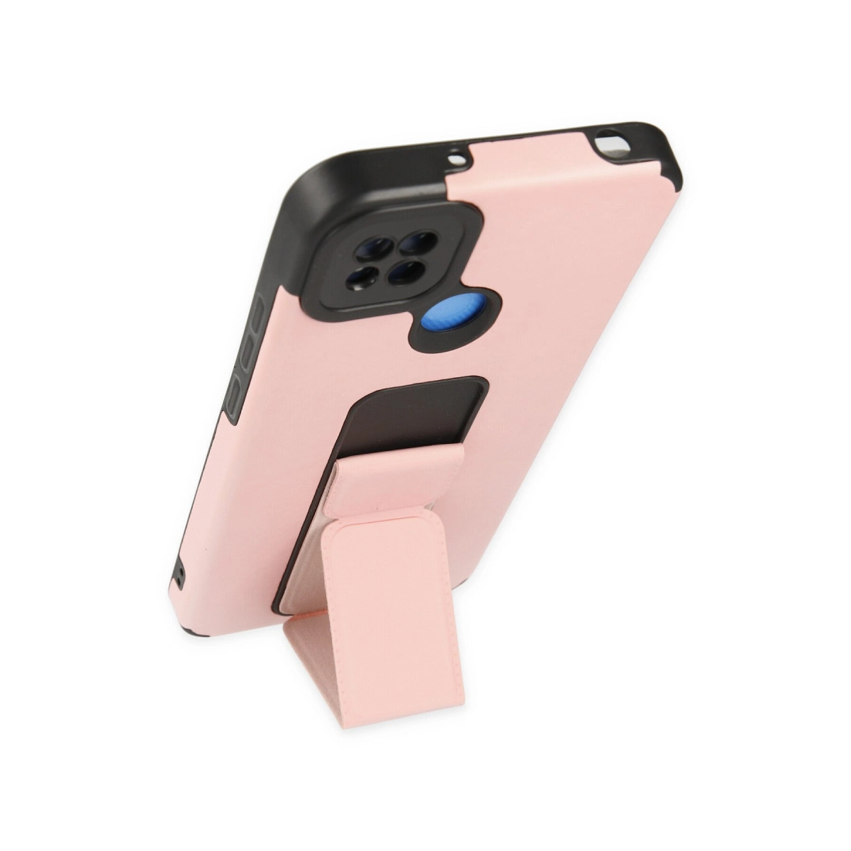 Entegre stantlı pembe telefon kılıfı.