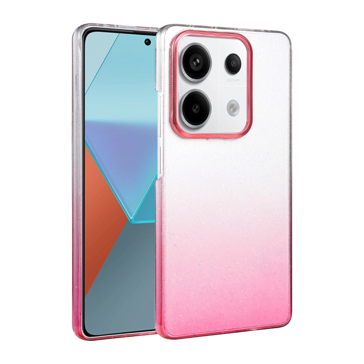 Telefon üzerinde kamera kesimli, simli pembe telefon kılıfı.
