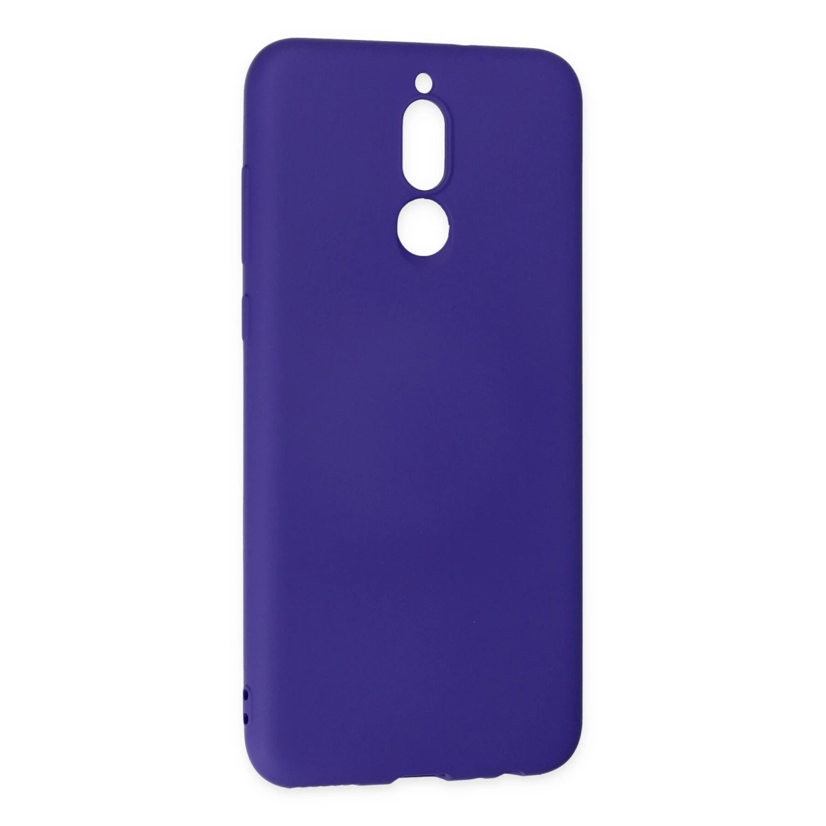 Kamera ve flaş için kesikleri olan mor telefon kılıfı.