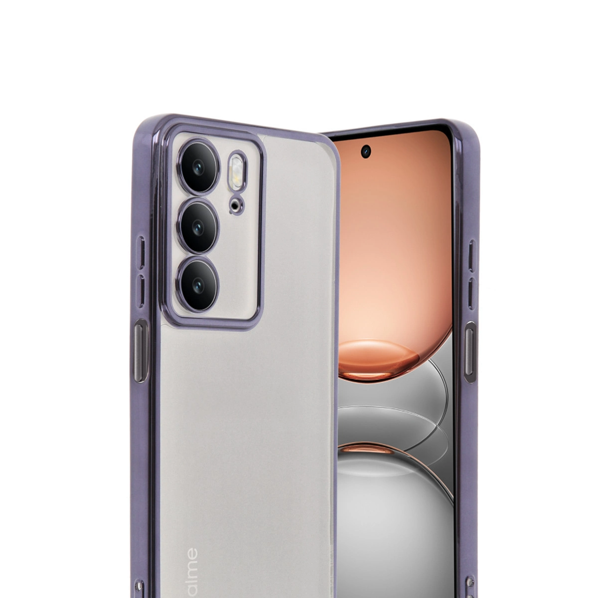 Kamera ve ekranlı mor telefon kılıfı