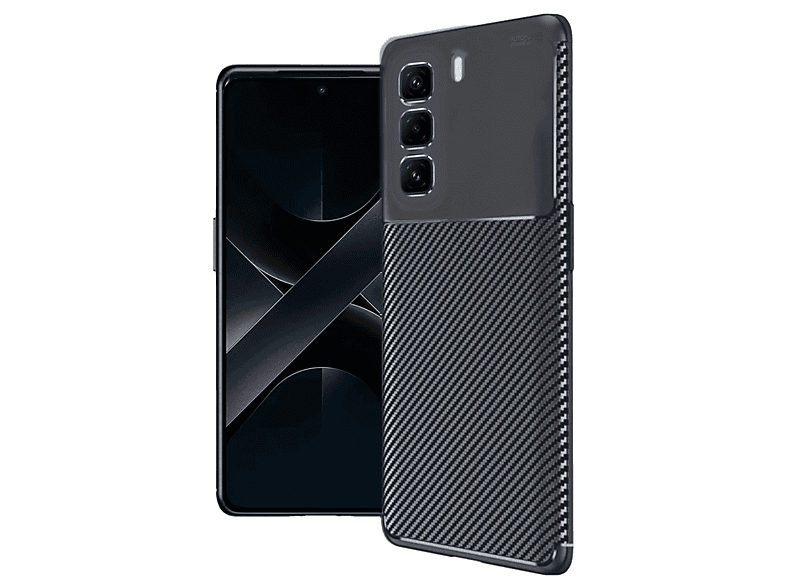NEWFACE Infinix Hot 50 4G Uyumlu Auto Focus Karbon Kapak Telefon Kılıfı Siyah