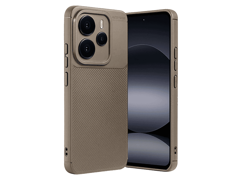 NEWFACE Xiaomi Note 14 5G Uyumlu Auto Focus Karbon Kapak Telefon Kılıfı Kahverengi