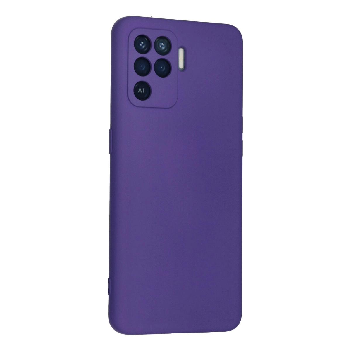Dört kamera lensli ve AI yazılı mor telefon kılıfı.