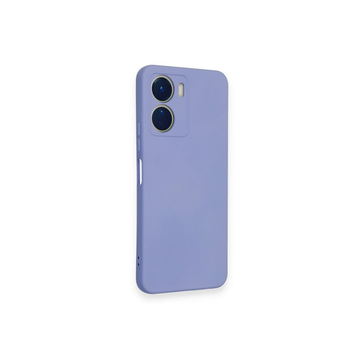 Arkada iki kamera lensi olan lavanta rengi telefon kılıfı.