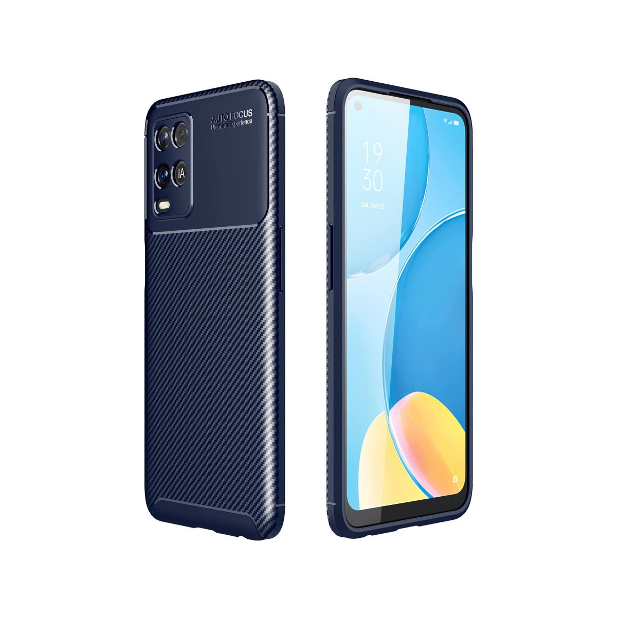 NEWFACE Oppo A54 4G Uyumlu Auto Focus Karbon Kapak Telefon Kılıfı Lacivert