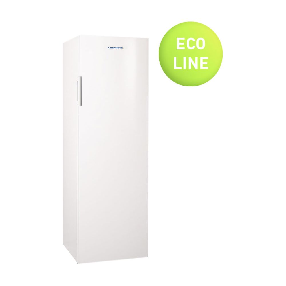 Un frigorifero bianco e alto con logo "Eco Line".
