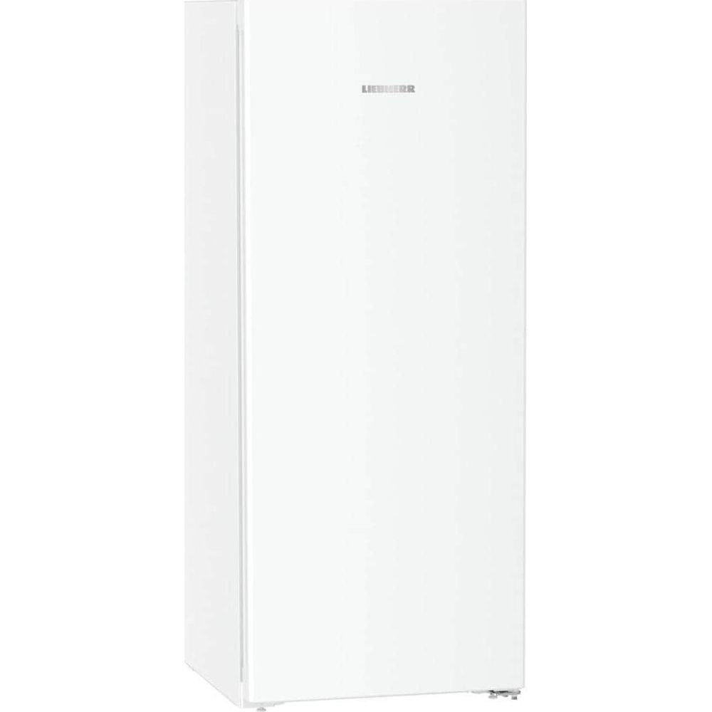 Un frigorifero bianco alto e indipendente marca Liebherr è mostrato su sfondo bianco.