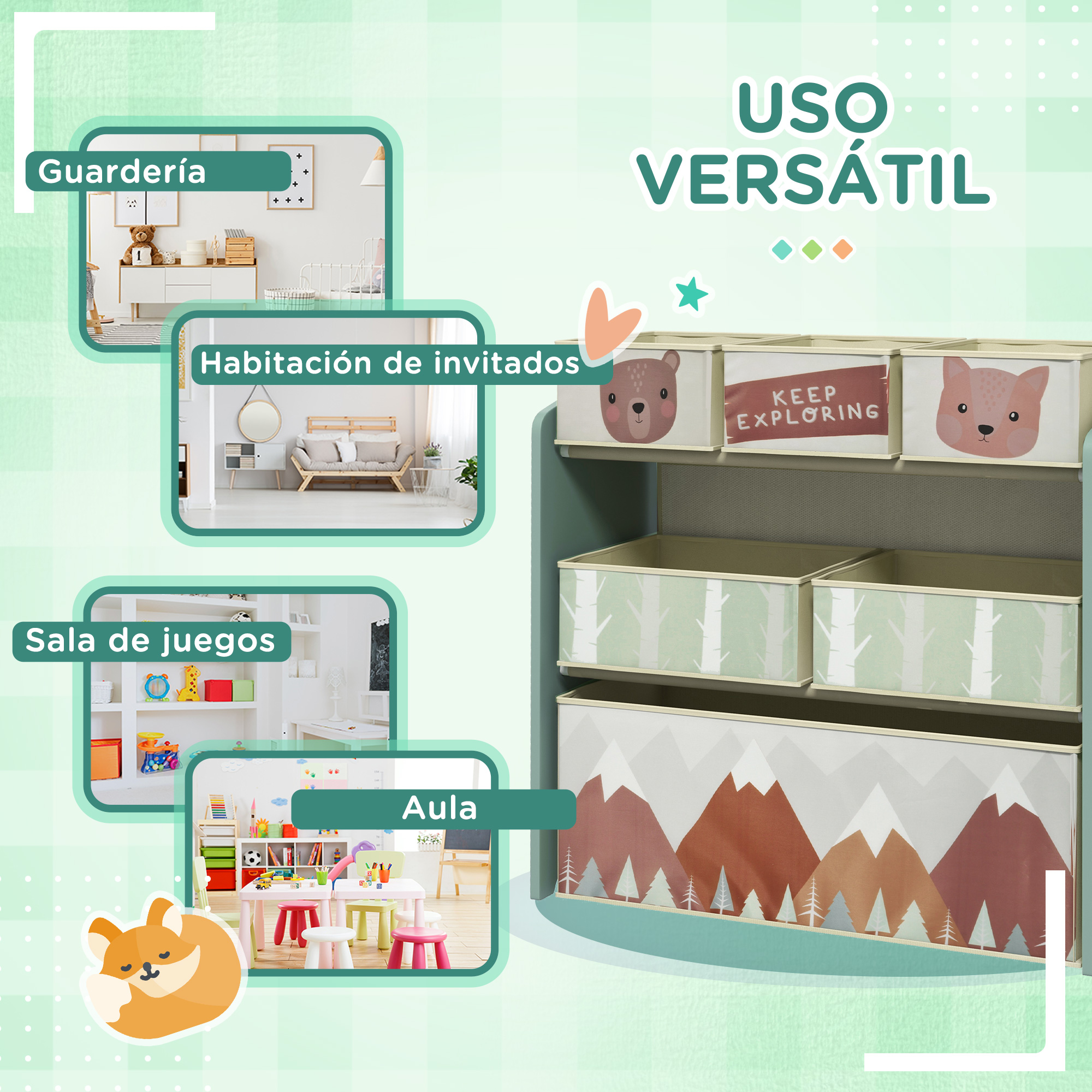Uso versátil: guardería, habitación de invitados, sala de juegos y aula.