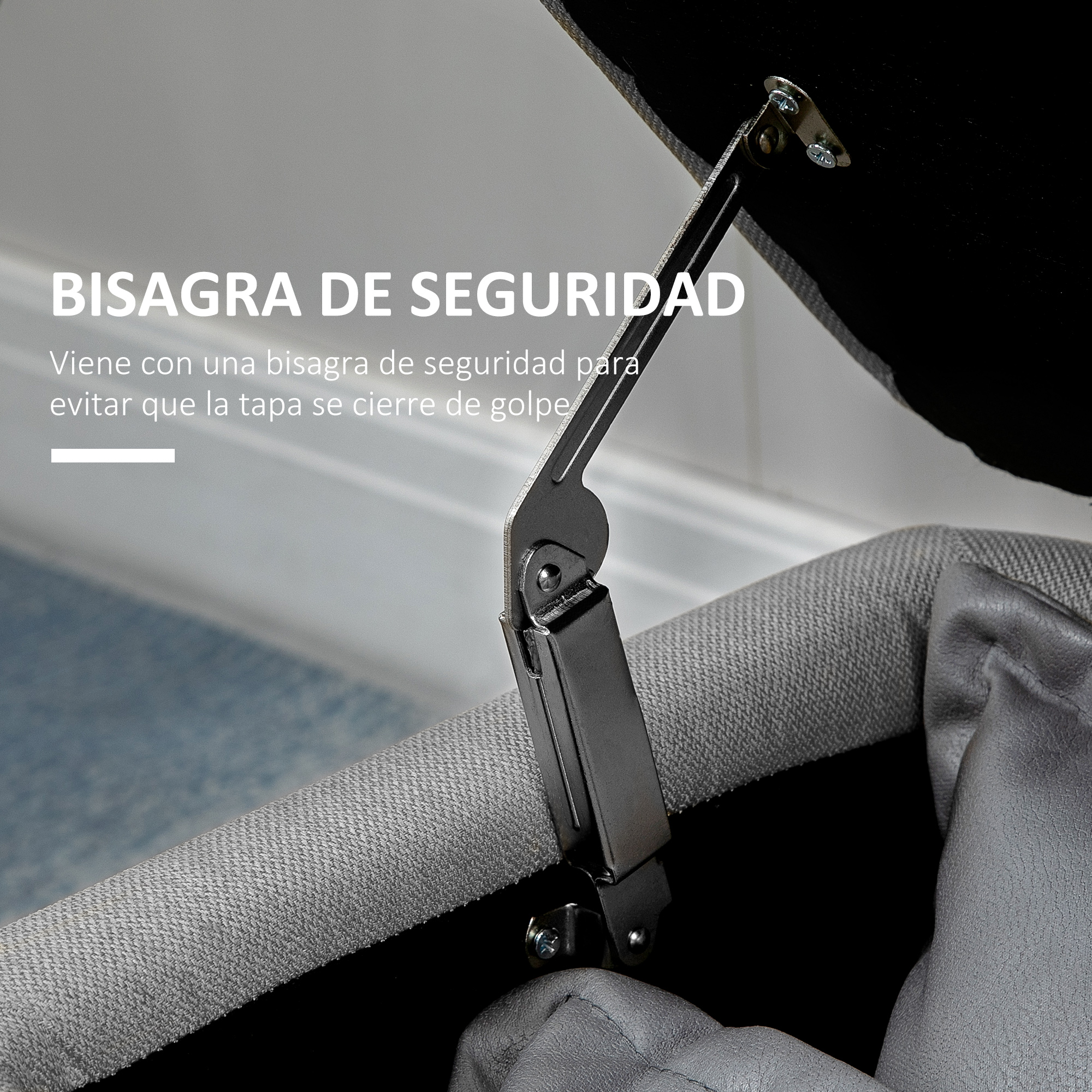 Una bisagra de seguridad que evita el cierre brusco.