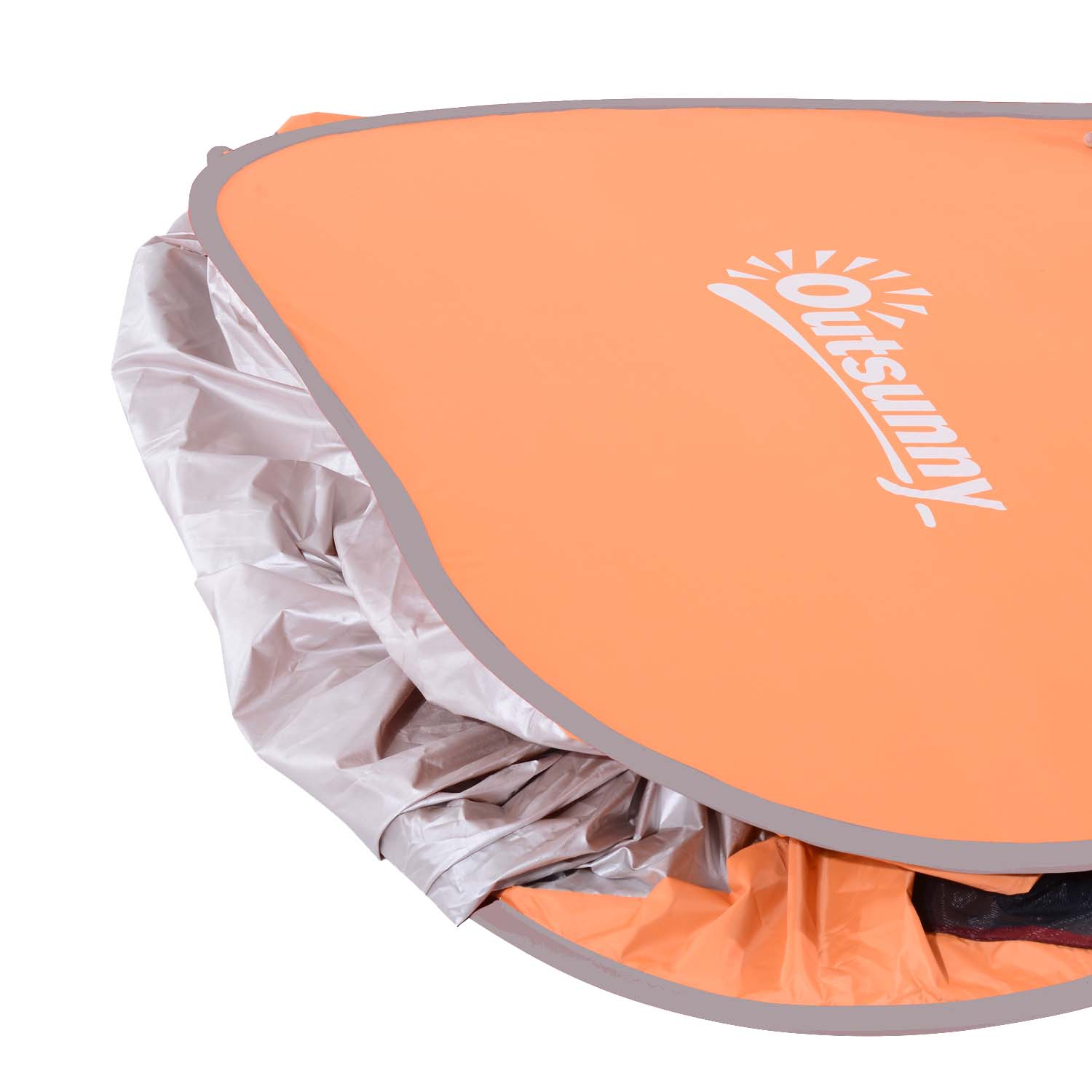 Tienda Outsunny naranja con forro plateado y ribete gris.