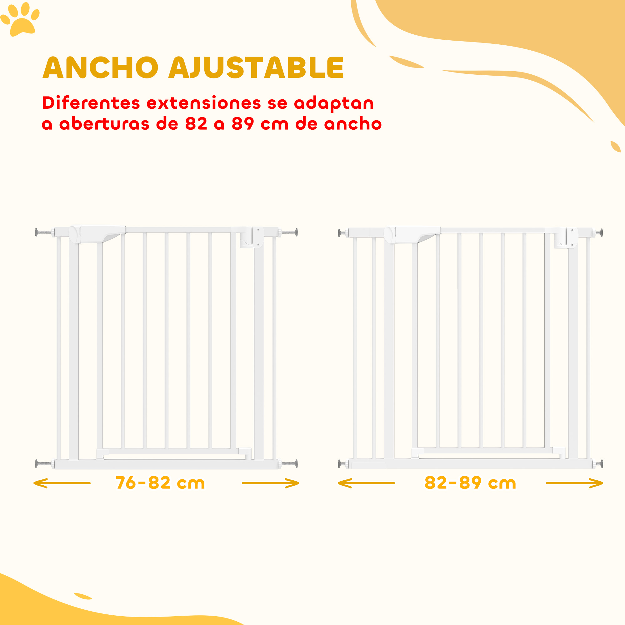 Dos barreras blancas, una para 76-82cm, la otra para 82-89cm.