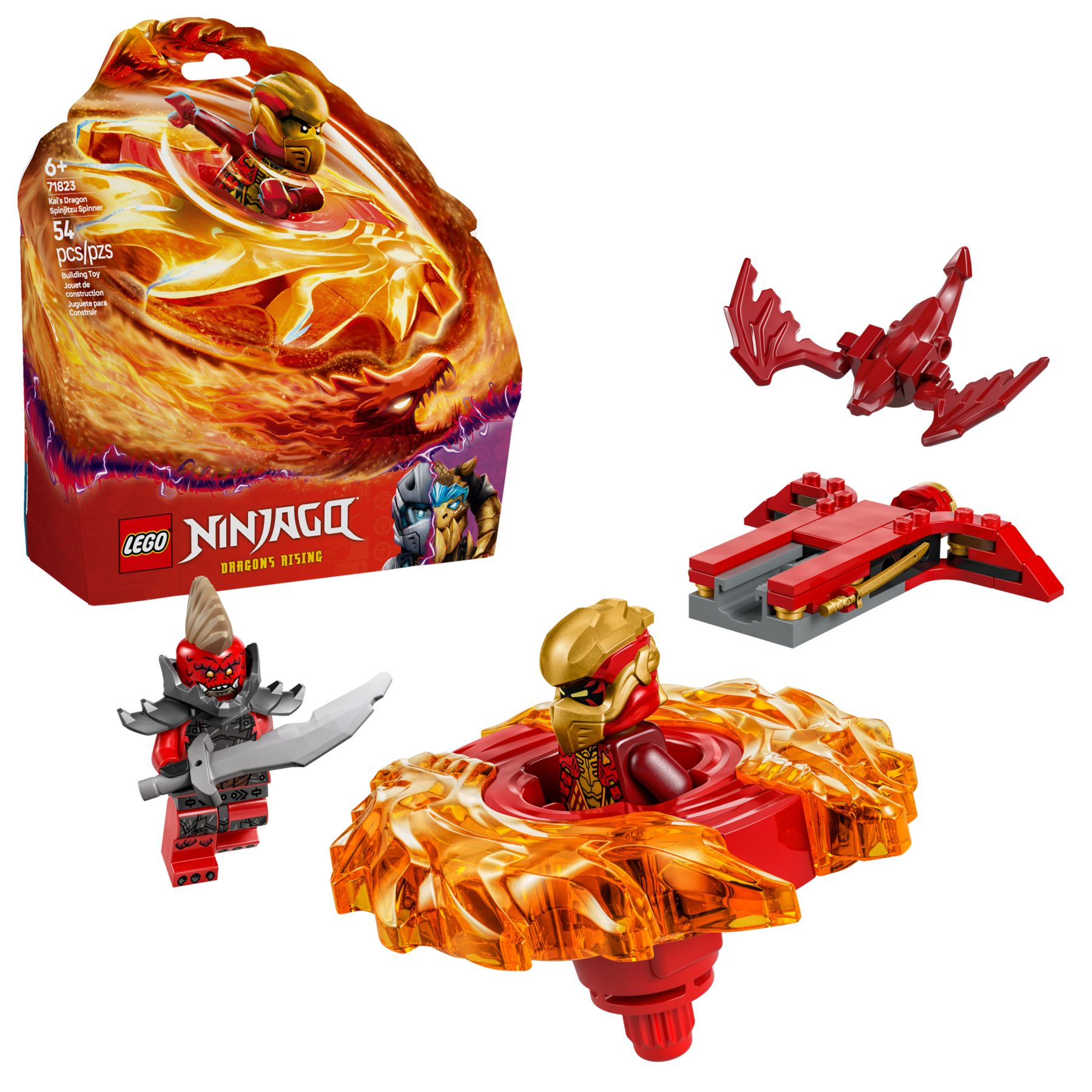 LEGO Ninjago Kai's Drachen Spinjitzu Kreisel Spielzeug mit Figuren und Zubehör.