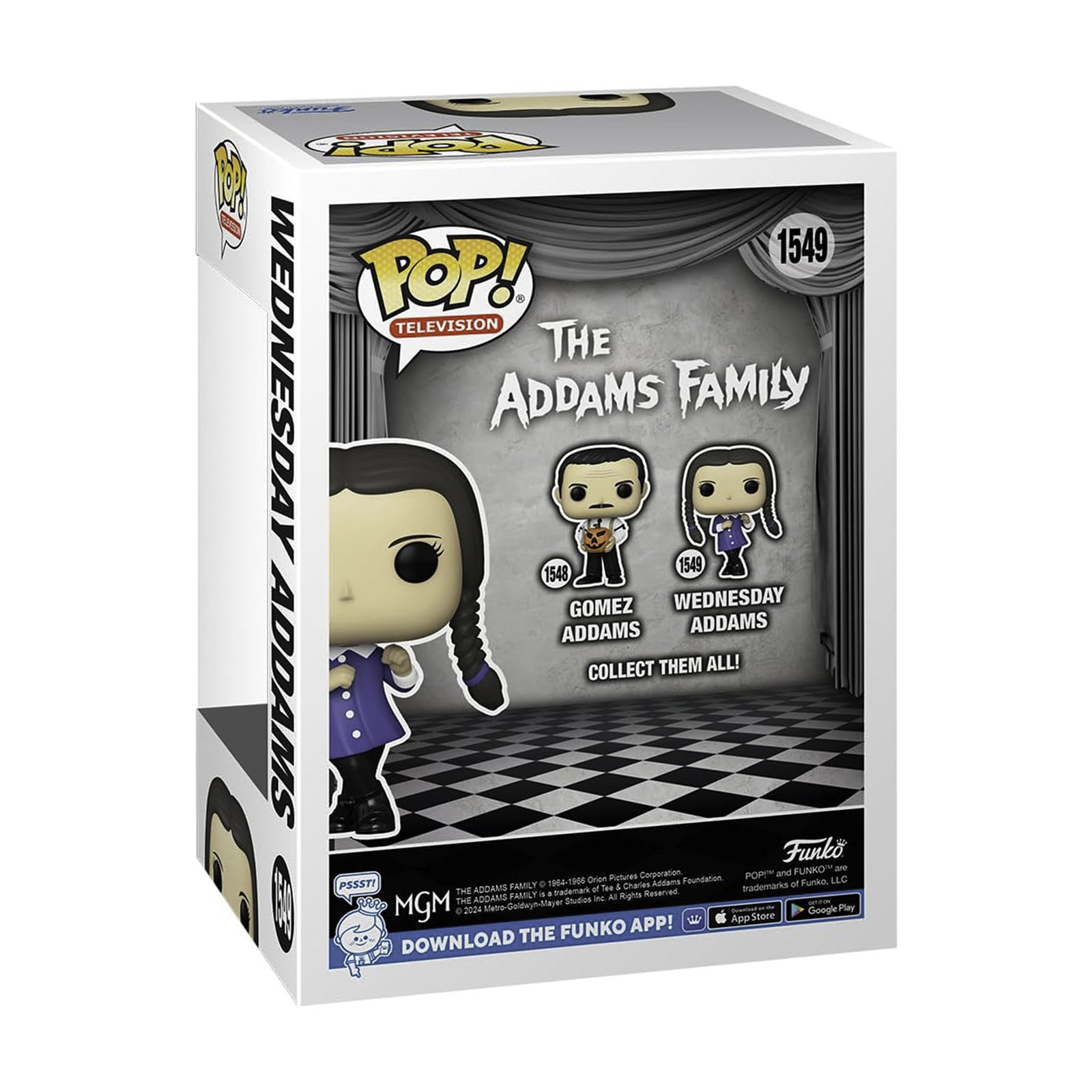 Scatola Funko Pop! de La Famiglia Addams con Gomez e Wednesday.