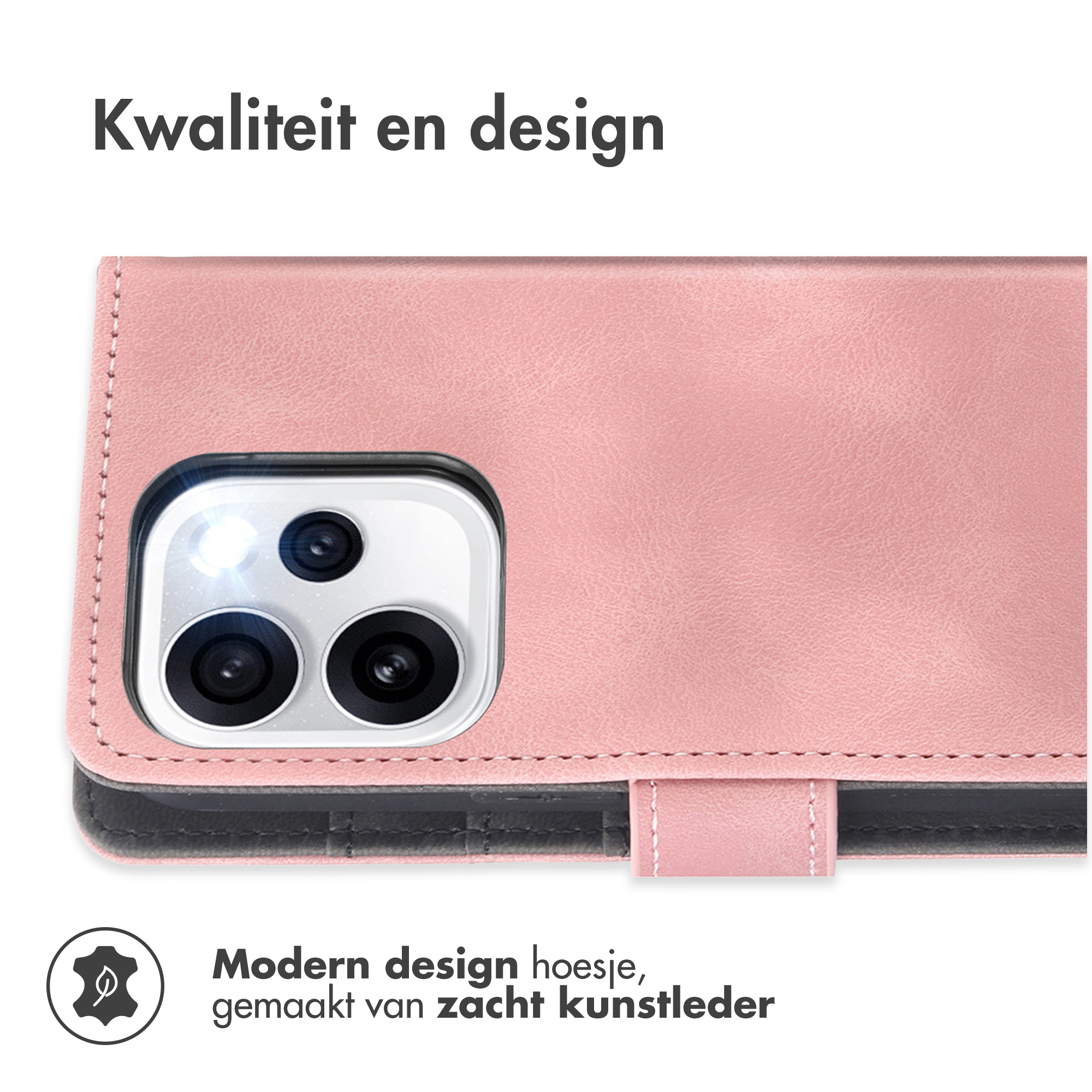 Una custodia rosa per telefono con ritaglio fotocamera e cuciture.