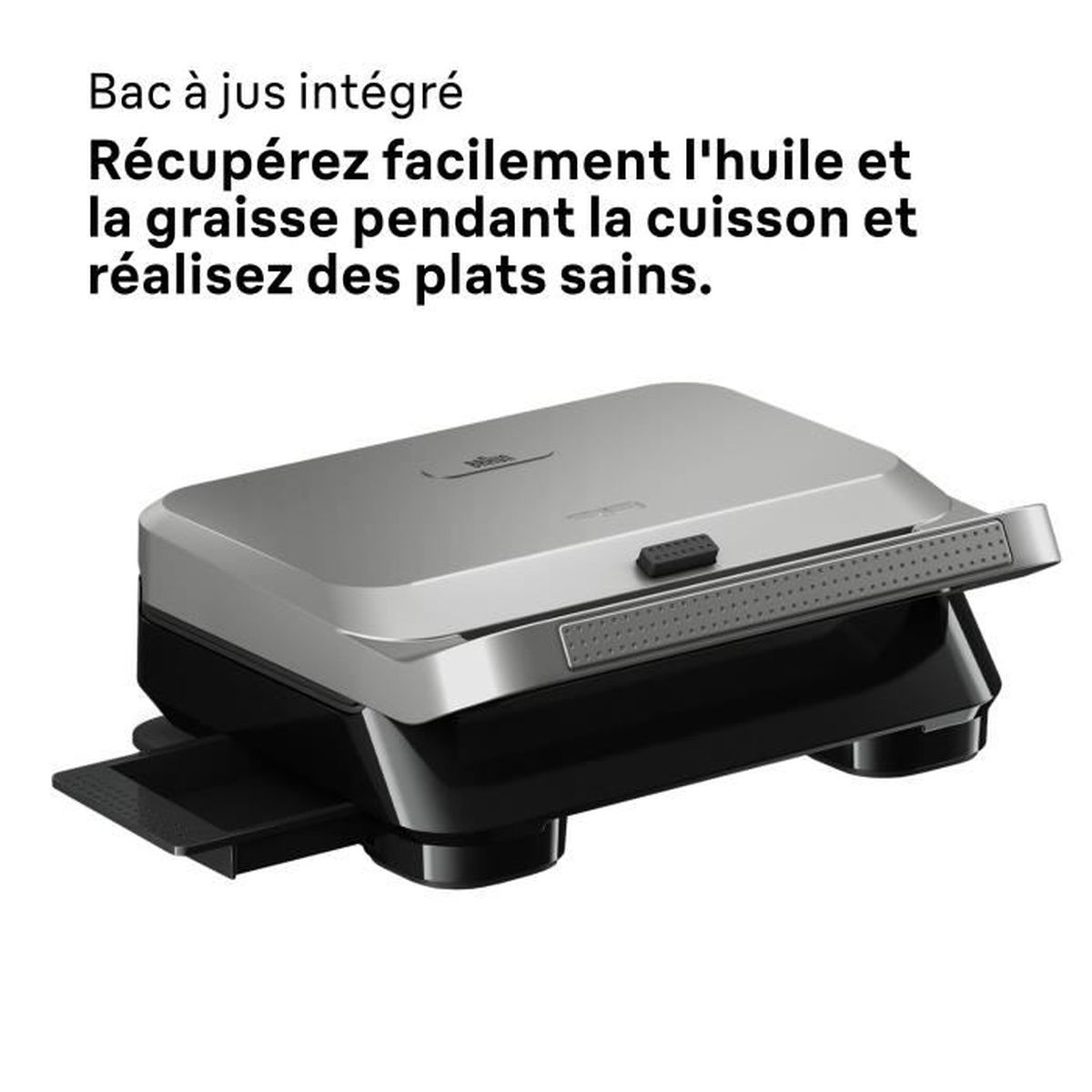 Contactgrill met geïntegreerde sapopvangbak.