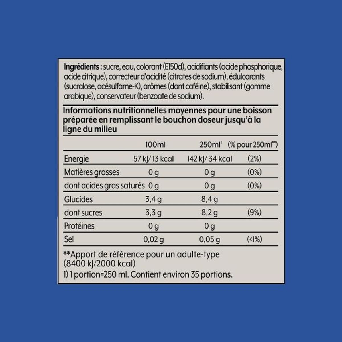 Informazioni nutrizionali: Ingredienti, Energia, Grassi, Carboidrati, Zuccheri, Proteine, Sale.