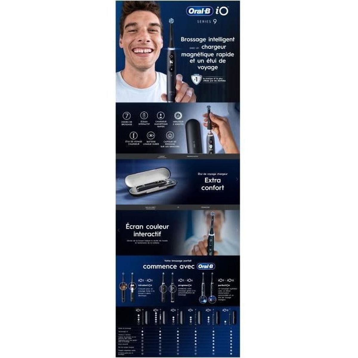 Uomo tiene spazzolino Oral-B iO Series 9 con astuccio.