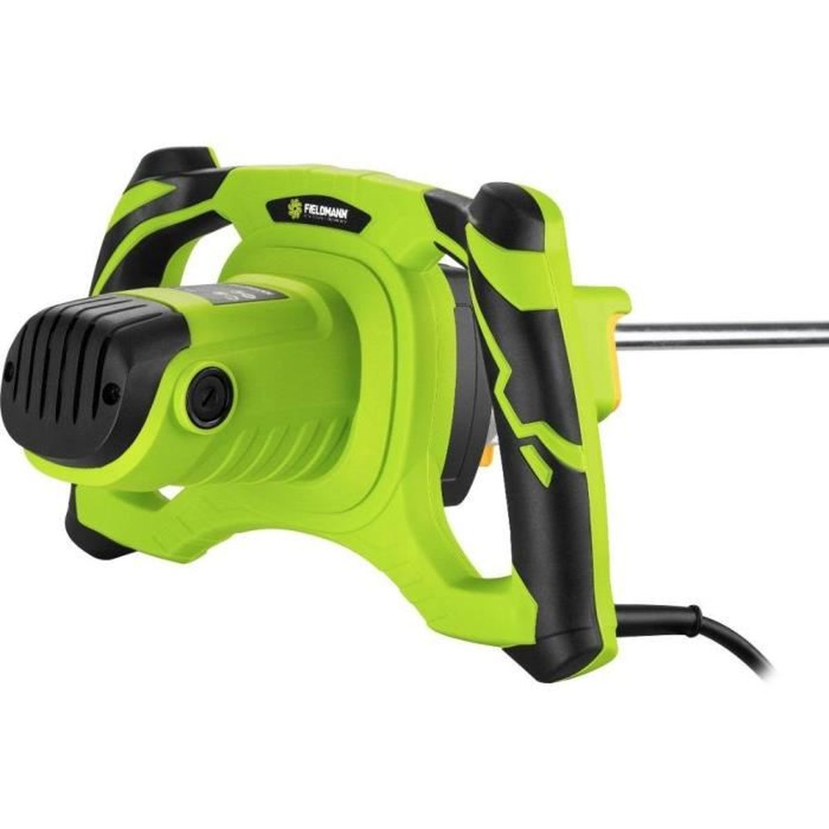 Tagliaerba elettrico verde e nero con logo FIELDMANN.