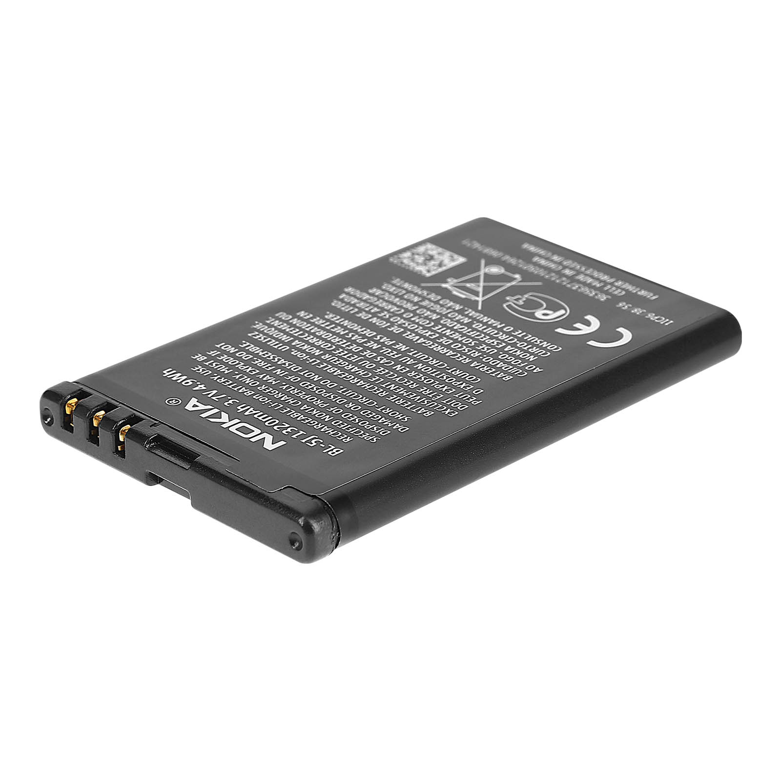 Batteria Nokia BL-5J Li-ion nera da 1320mAh con contatti.