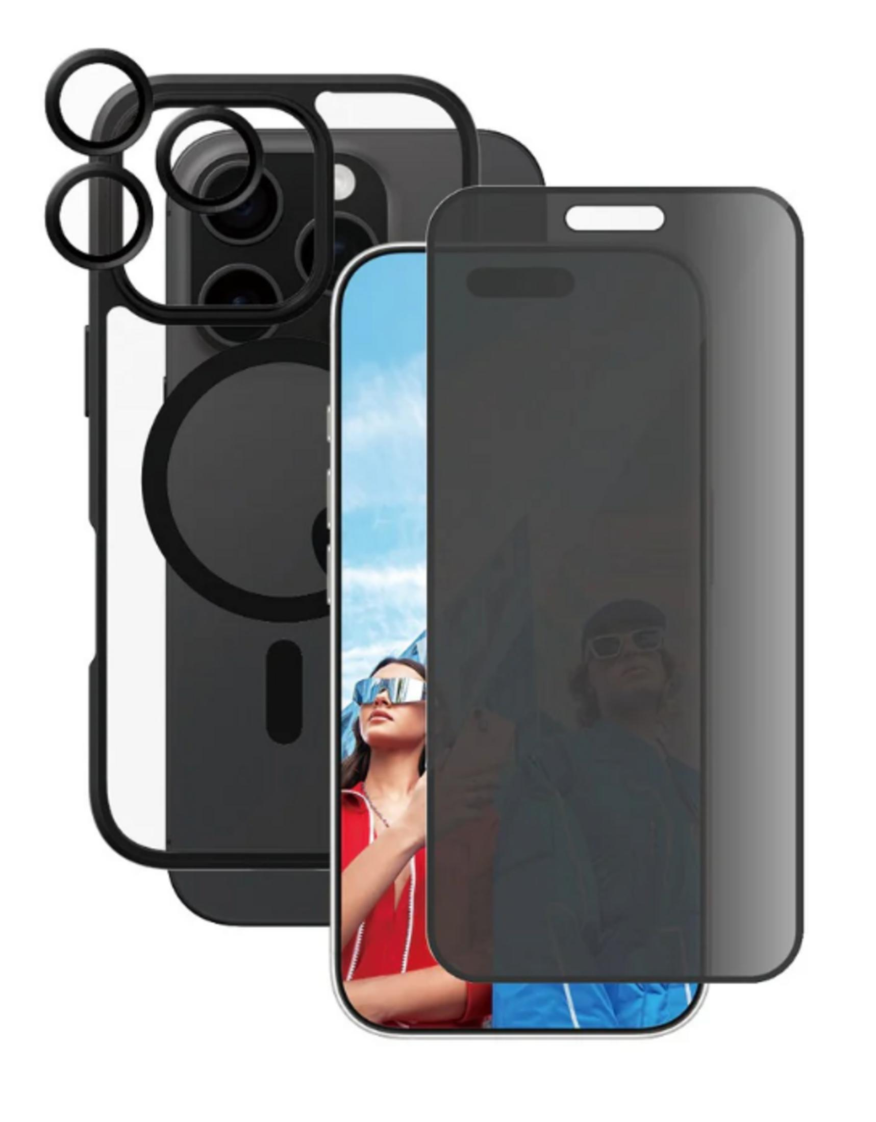 PANZERGLASS Flagship iPhone 16 Pro 3'lü Çerçeve Aparatlı Gizli/Hayalet Ekranlı Set Ekran Koruyucu