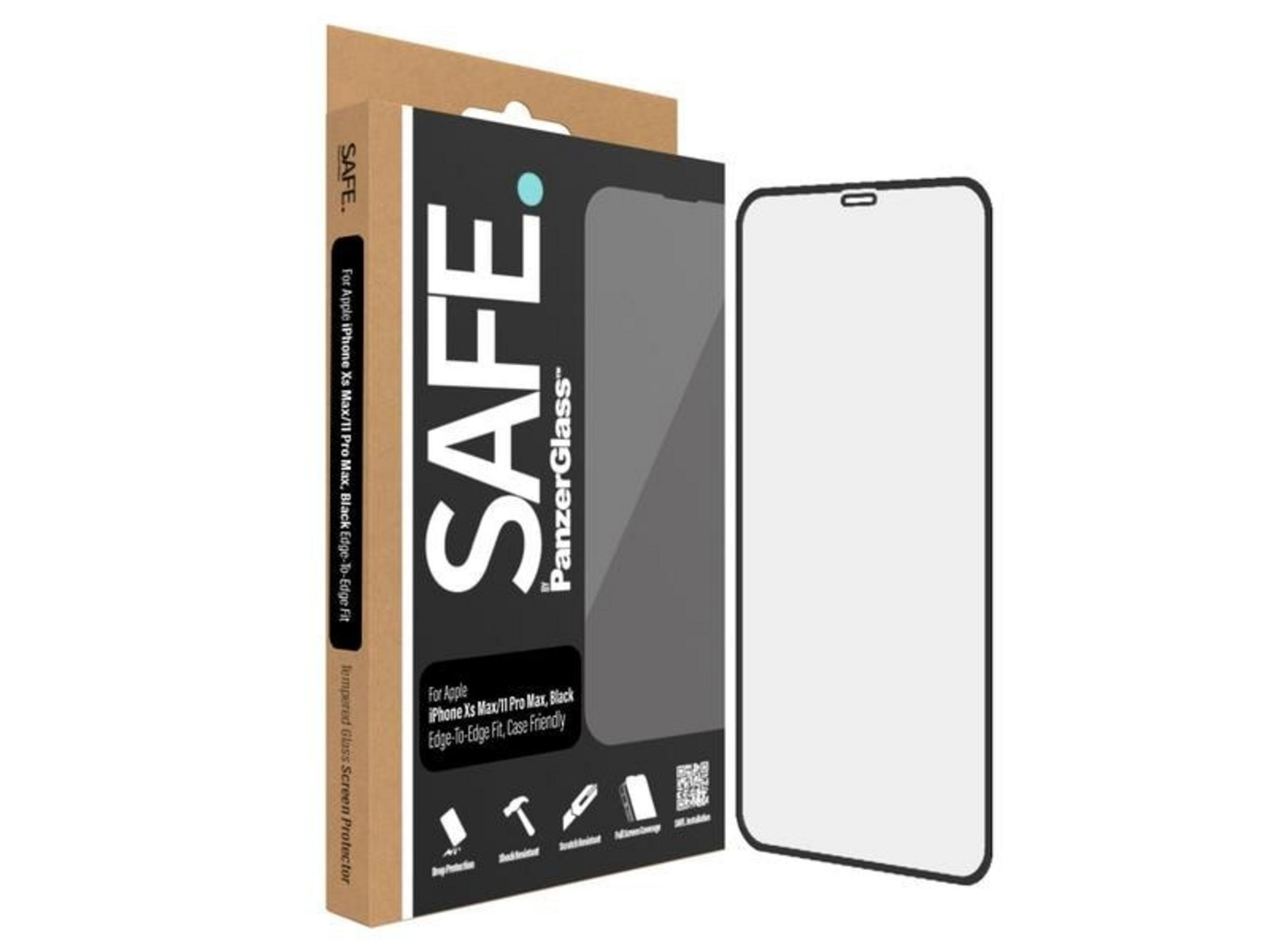 Una scatola nera per proteggi schermo iPhone, con un vetro a forma di telefono.