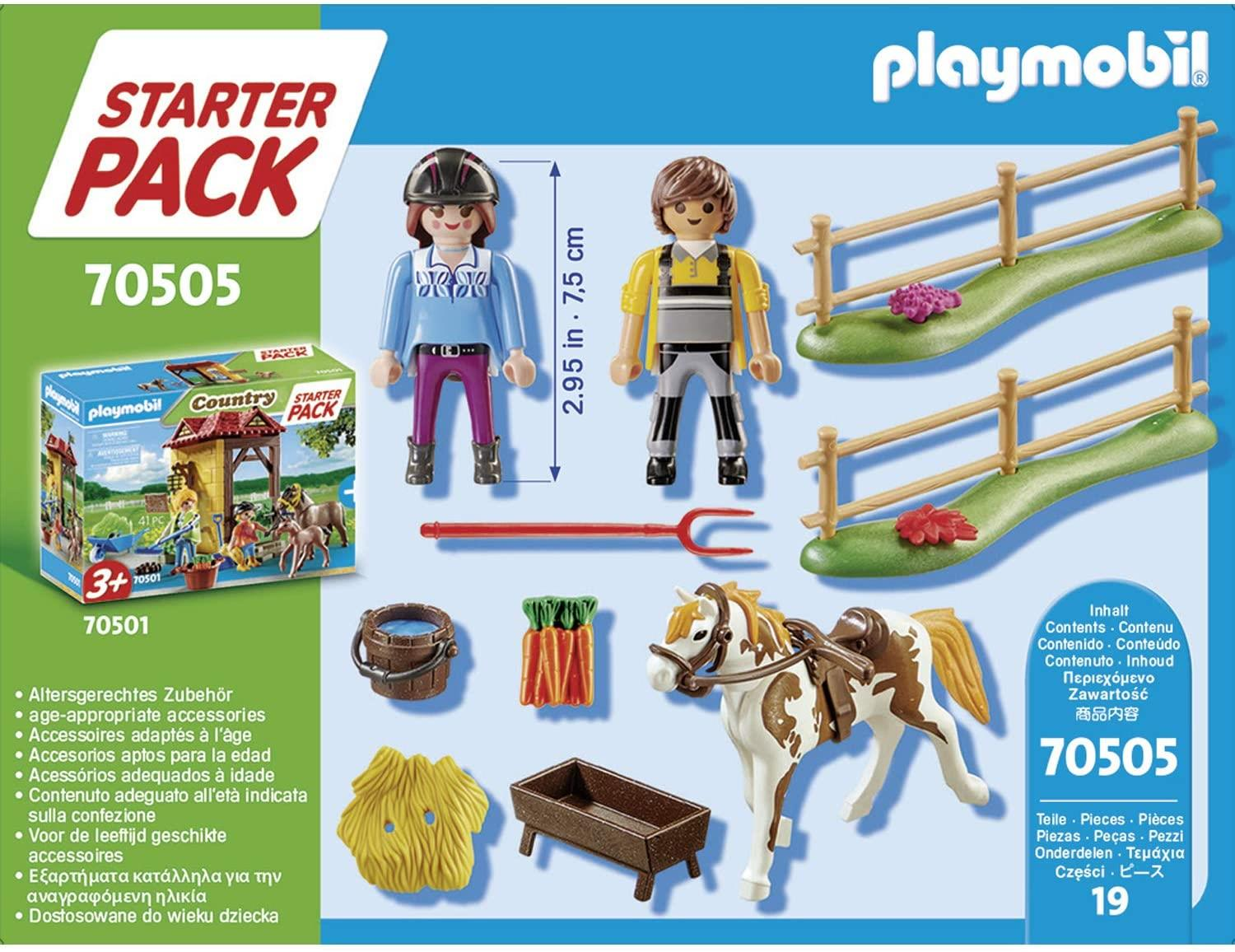 Playmobil Starter Pack 70505 mit Pferd, Figuren, Zubehör und Bauernhaus-Box.