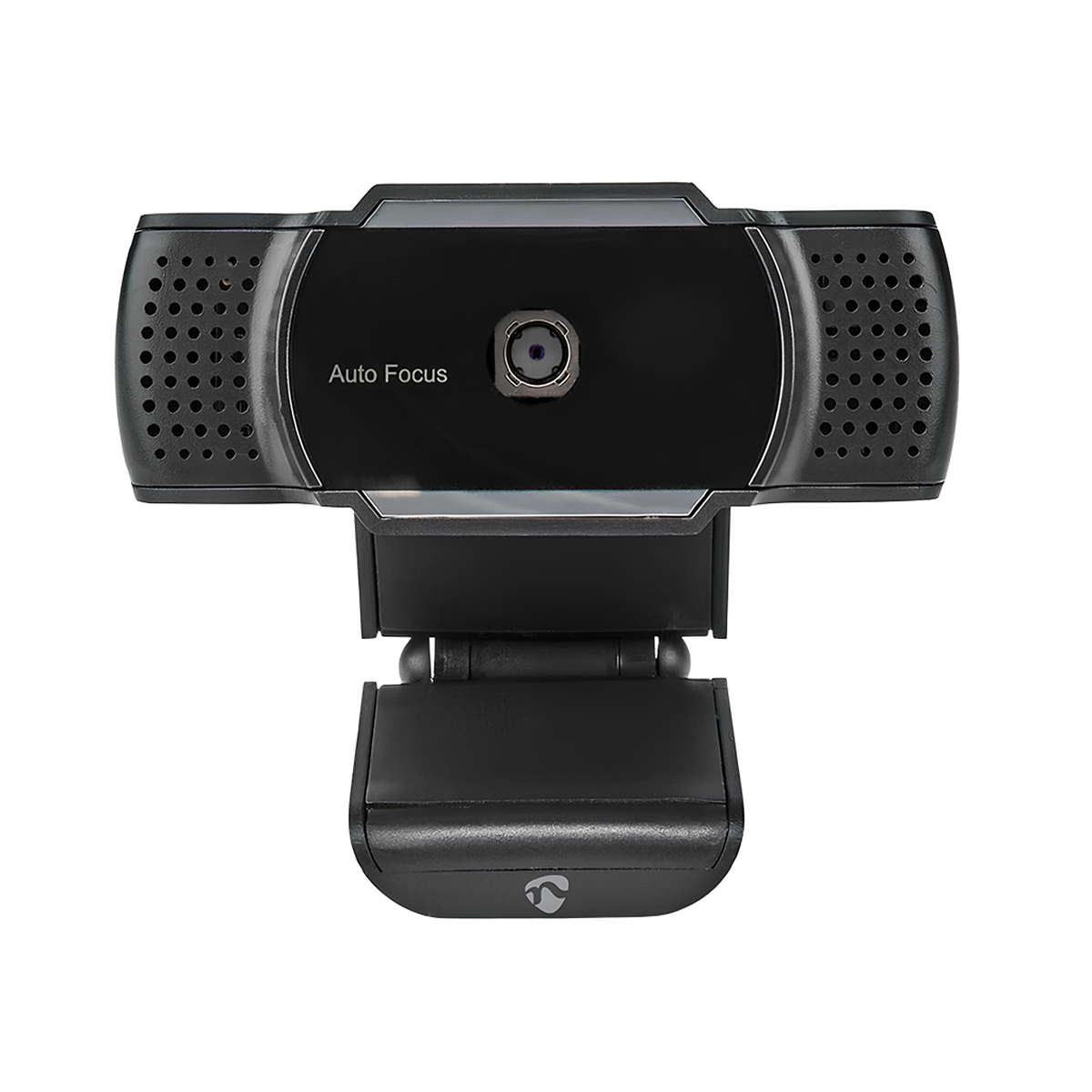 Czarna kamera internetowa z napisem autofocus i sensorem.