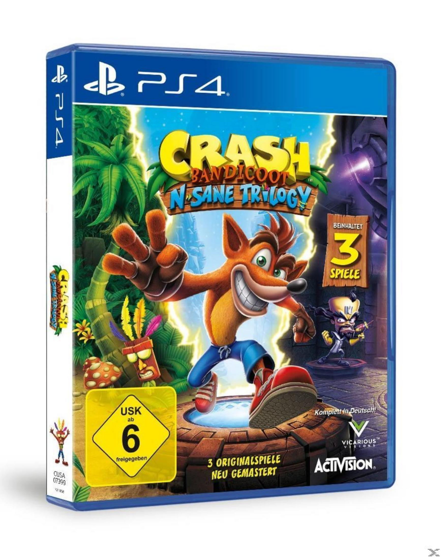 Okładka gry PS4 Crash Bandicoot N. Sane Trilogy z Crashem i Dr. Neo Cortexem.