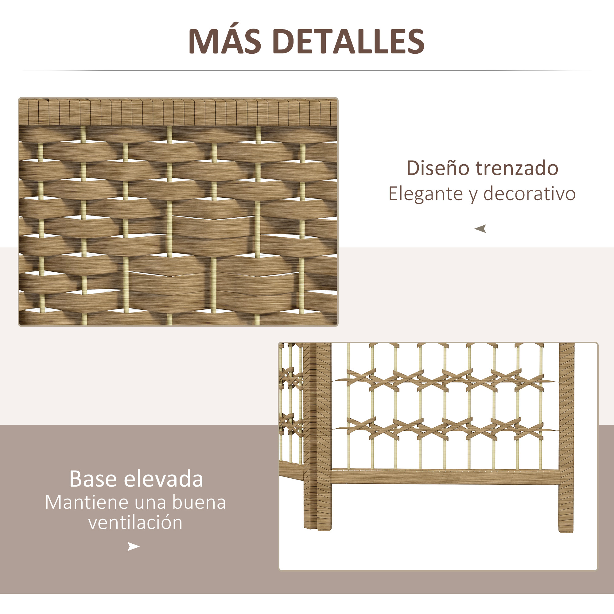 Primer plano de un diseño de patrón tejido con postes verticales y elementos horizontales.